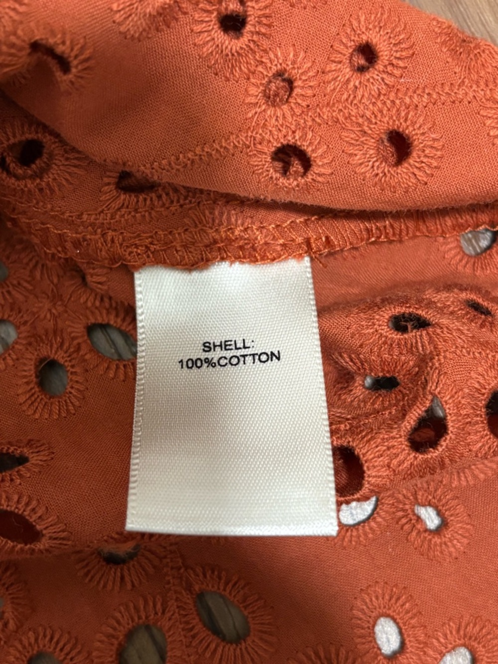 Joie Eyelet Lace Button Front Blouse Rust Orange Cotton Boho XS NWT - Picture 5 of 7